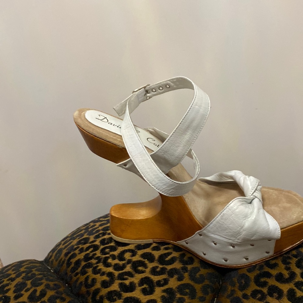 David C. Cotuer white Sandals with ankle wrap